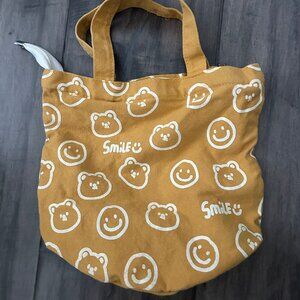 Mini Zip Up Tote Bag, Bears and Smiles